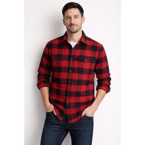 American Eagle Flannel Shirt Mens M Red Black Plaid NWT Super Soft